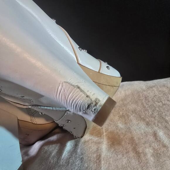 Sam Edelman Roya white booties silver studs cone heel pointed toe flashy size 8 - Picture 5 of 15